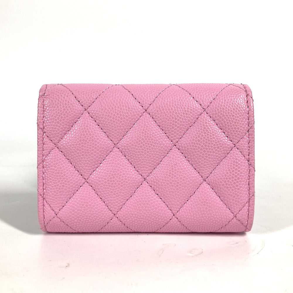 CHANEL Trifold wallet AP3182 Caviar skin pink CC … - image 2