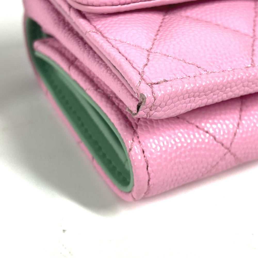 CHANEL Trifold wallet AP3182 Caviar skin pink CC … - image 7