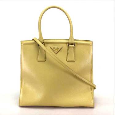 PRADA Handbag B2411M Safiano leather yellow Should