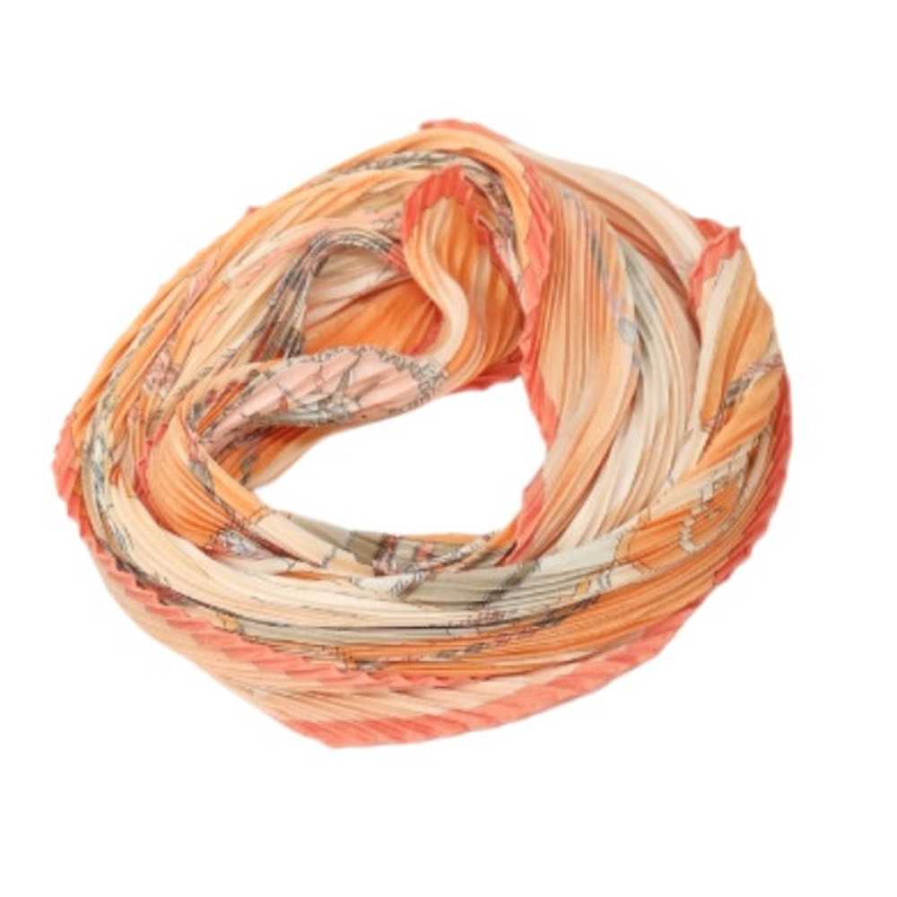 HERMES scarf silk Orange 100% silk PleatedCarre W… - image 3