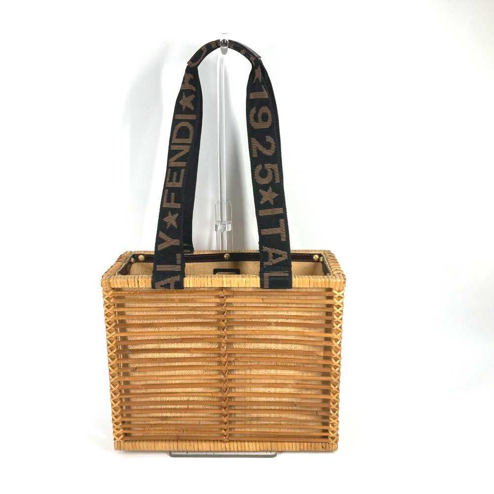 FENDI Handbag Rattan Brown straw basket bag baske… - image 1