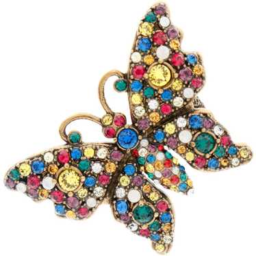 GUCCI Ring Plated Gold multicolor Crystal butterf… - image 1