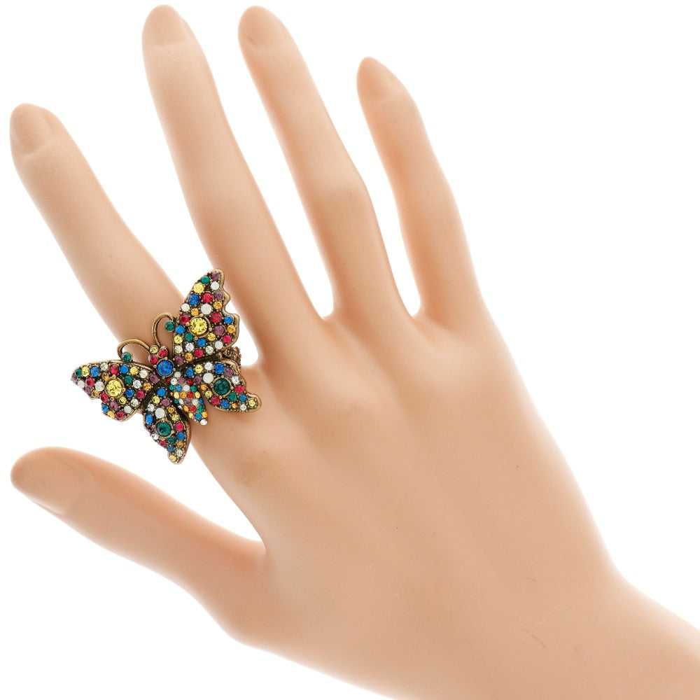 GUCCI Ring Plated Gold multicolor Crystal butterf… - image 6