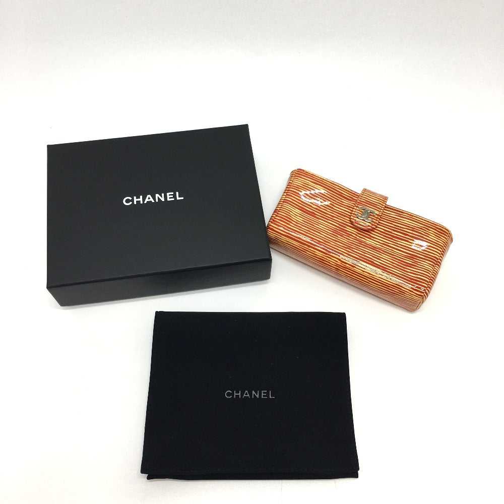 CHANEL Pouch Patent leather Orange CC COCO Mark b… - image 12