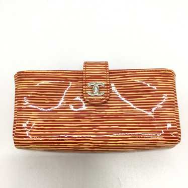 CHANEL Pouch Patent leather Orange CC COCO Mark b… - image 1