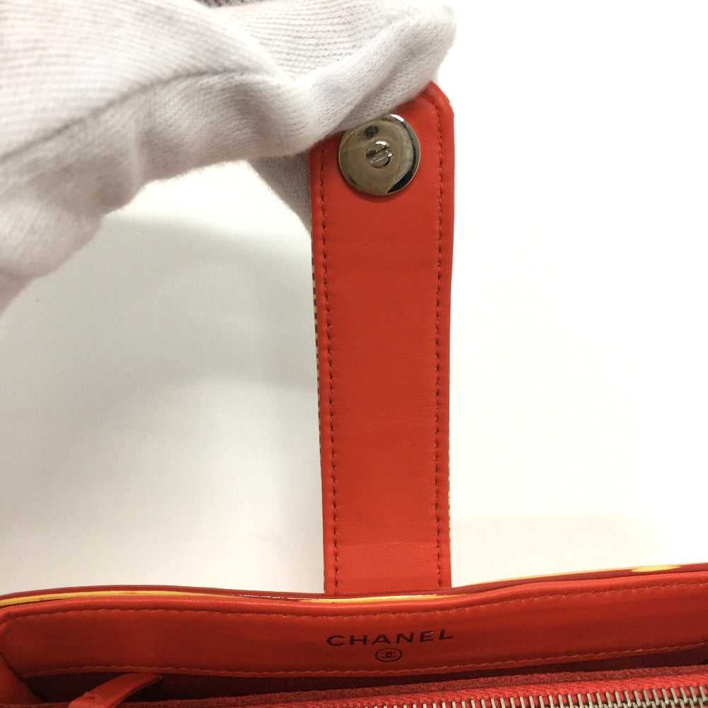 CHANEL Pouch Patent leather Orange CC COCO Mark b… - image 7