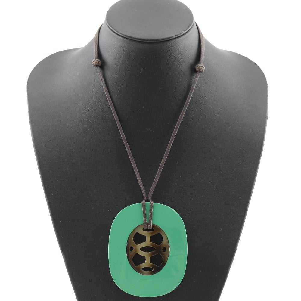 HERMES Necklace Buffalo horn green lift Women(Uni… - image 2