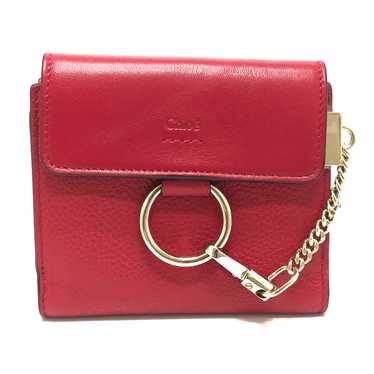 Chloe Folded wallet leather Red Chain compact wal… - image 1