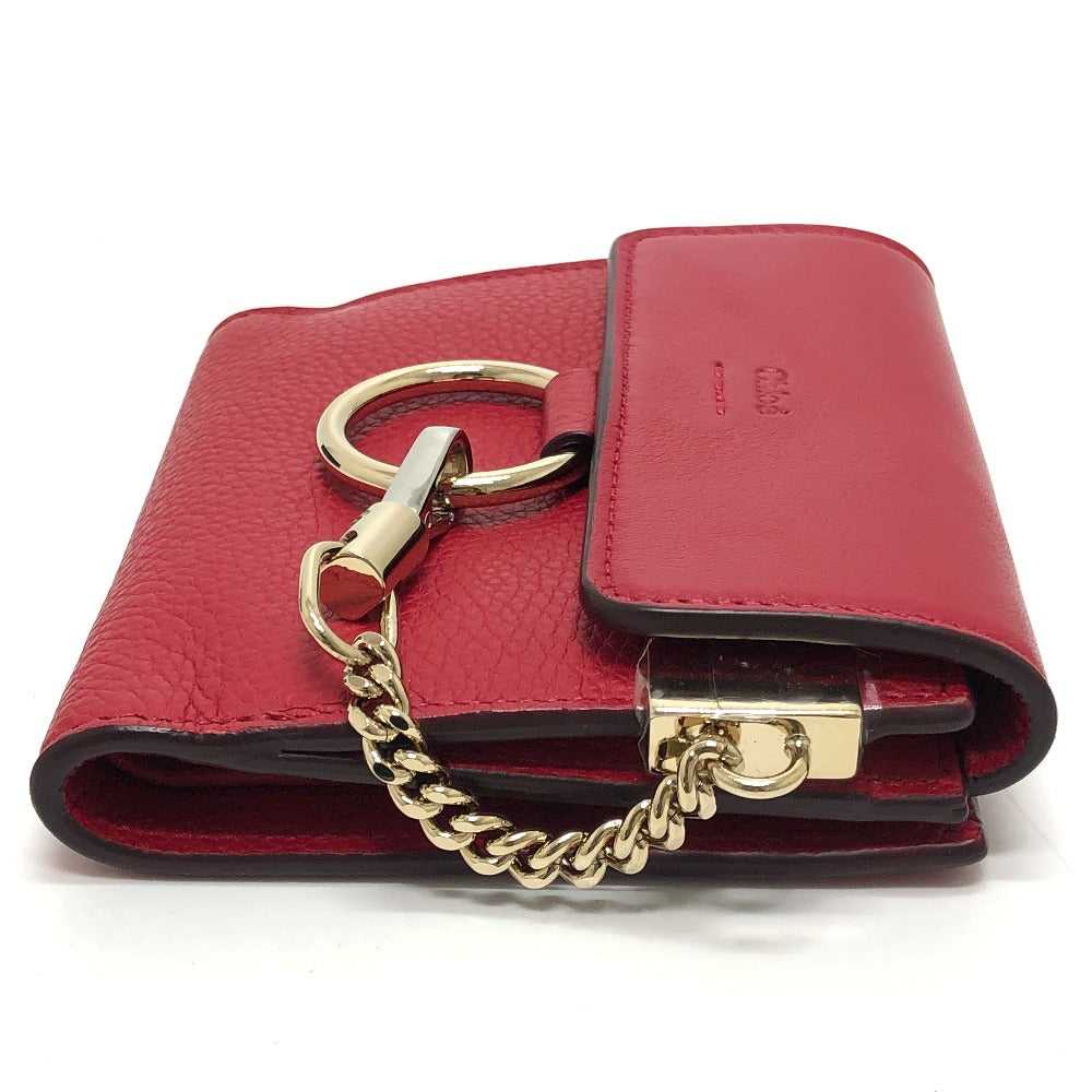 Chloe Folded wallet leather Red Chain compact wal… - image 4