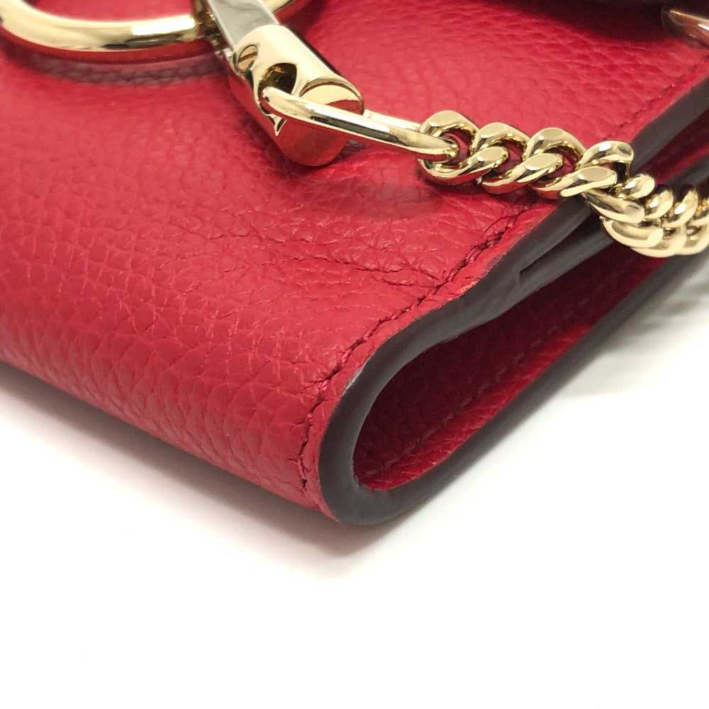 Chloe Folded wallet leather Red Chain compact wal… - image 6