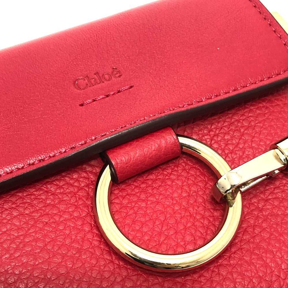 Chloe Folded wallet leather Red Chain compact wal… - image 8