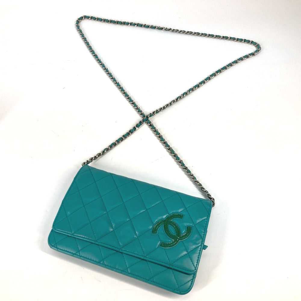 CHANEL Shoulder Bag leather green Crossbody long … - image 5