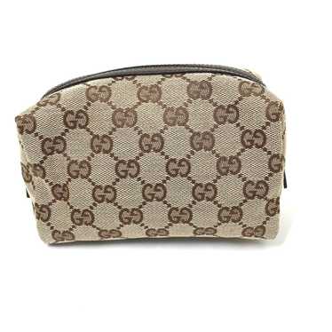 GUCCI Pouch 29595 GG canvas / leather Beige x dar… - image 1