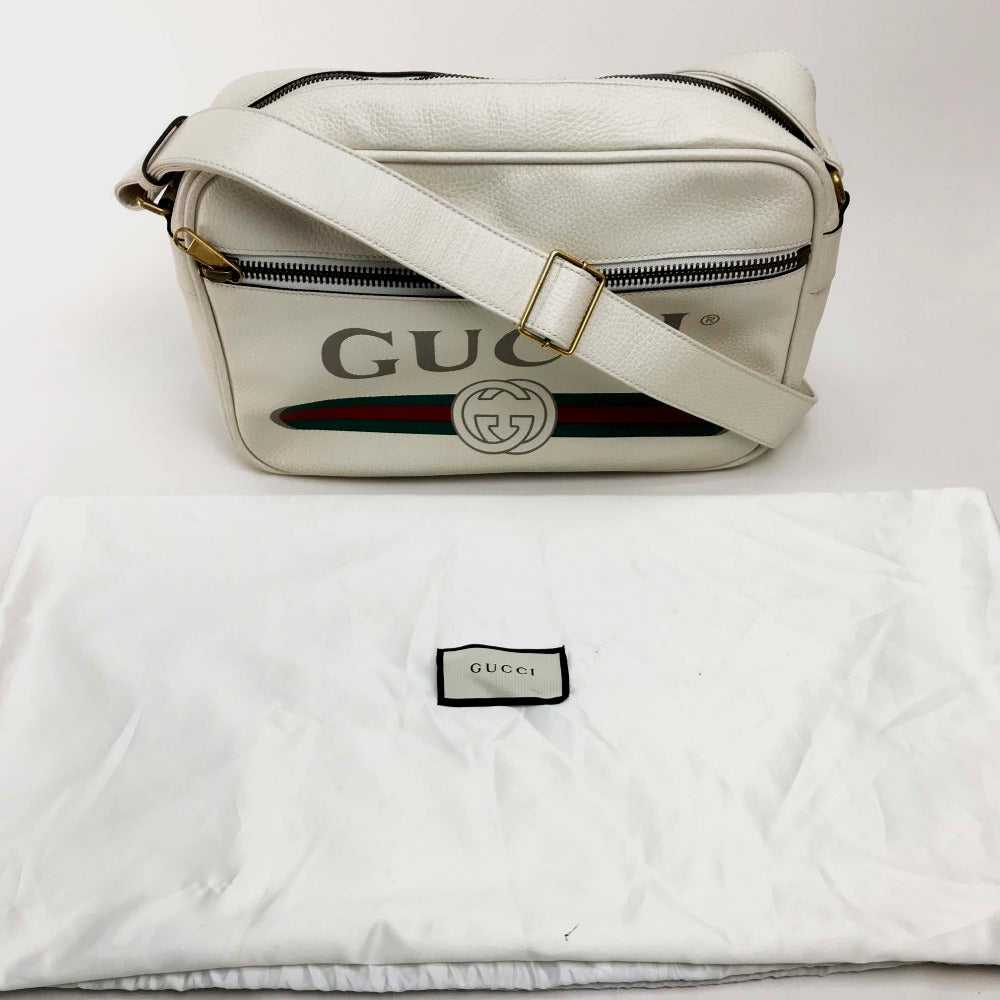 GUCCI Shoulder Bag 523589 leather white Logo prin… - image 10