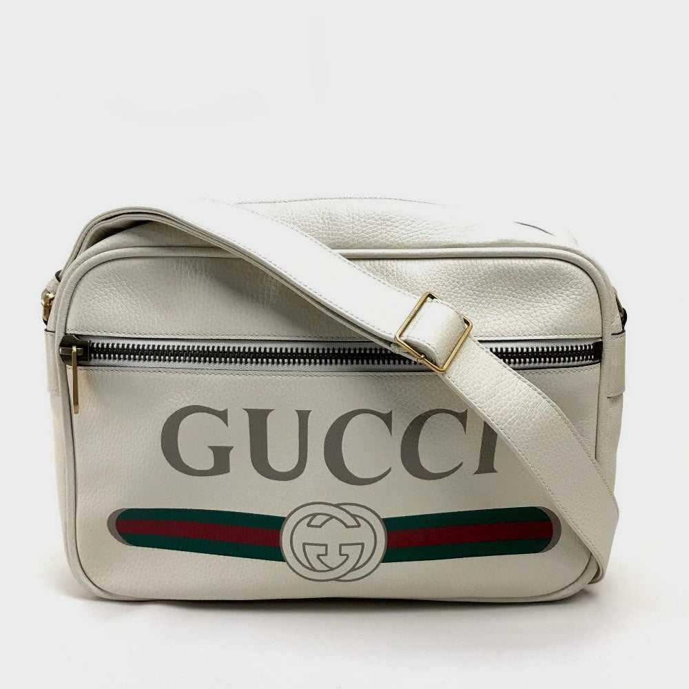 GUCCI Shoulder Bag 523589 leather white Logo prin… - image 1