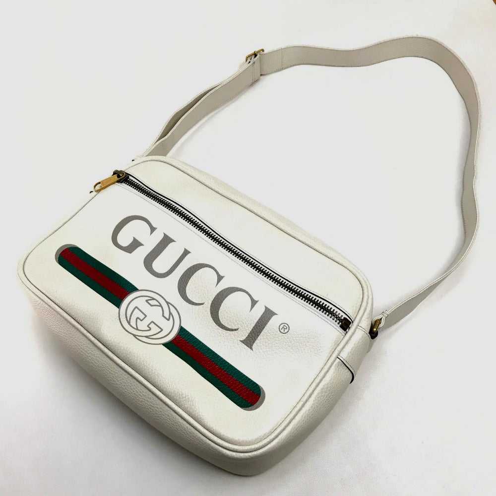 GUCCI Shoulder Bag 523589 leather white Logo prin… - image 4