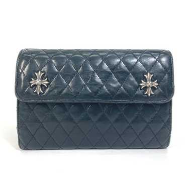 CHROME HEARTS Trifold wallet leather black WAVE4 … - image 1