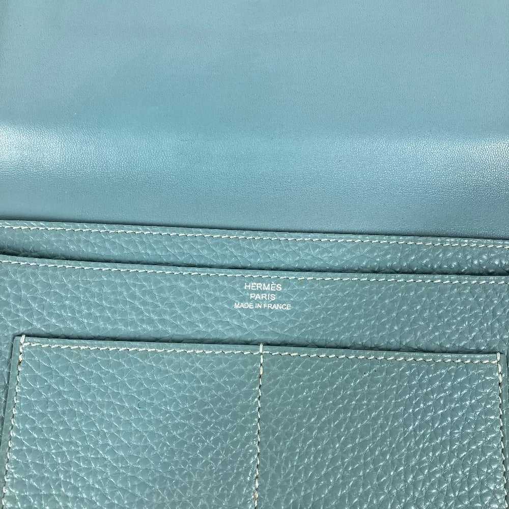 HERMES Long Wallet Purse Togo blue Long wallet Do… - image 10