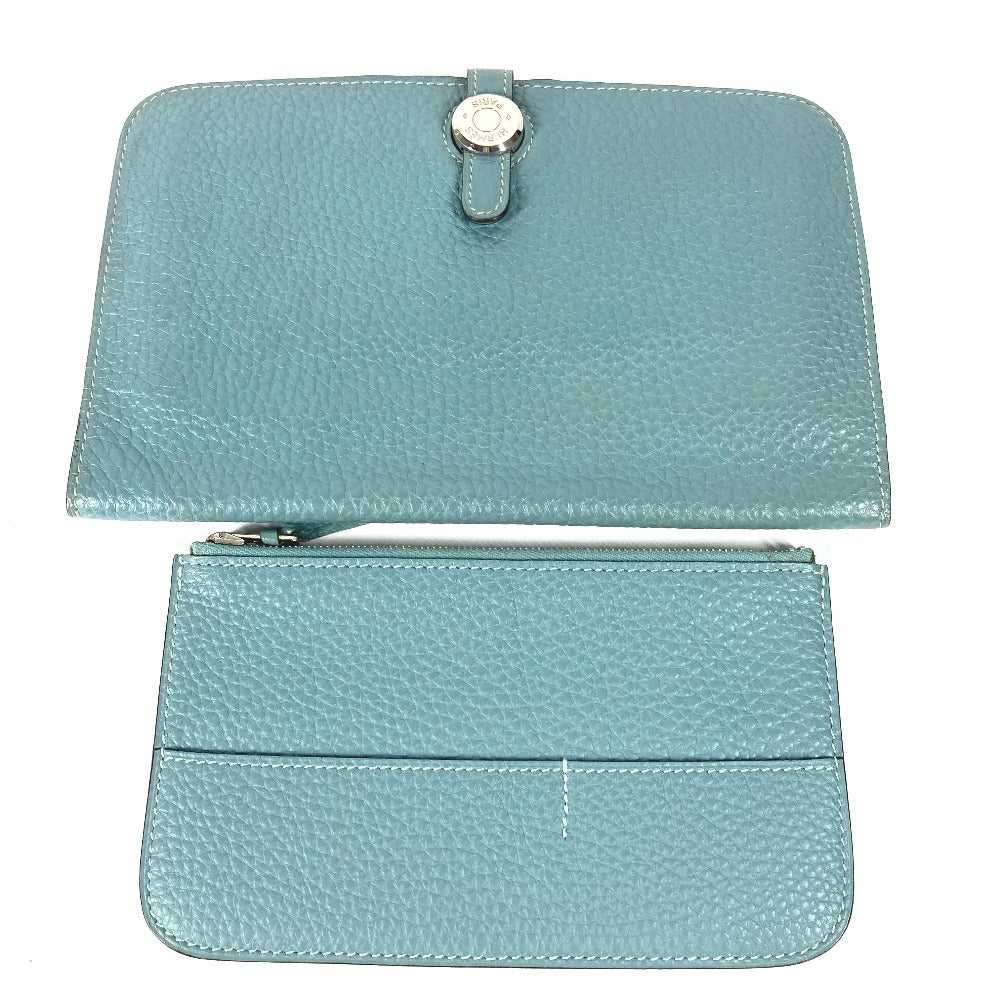 HERMES Long Wallet Purse Togo blue Long wallet Do… - image 1