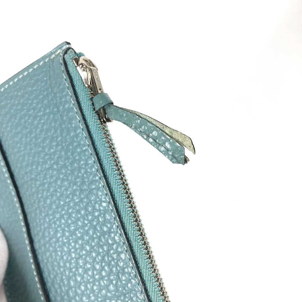 HERMES Long Wallet Purse Togo blue Long wallet Do… - image 4