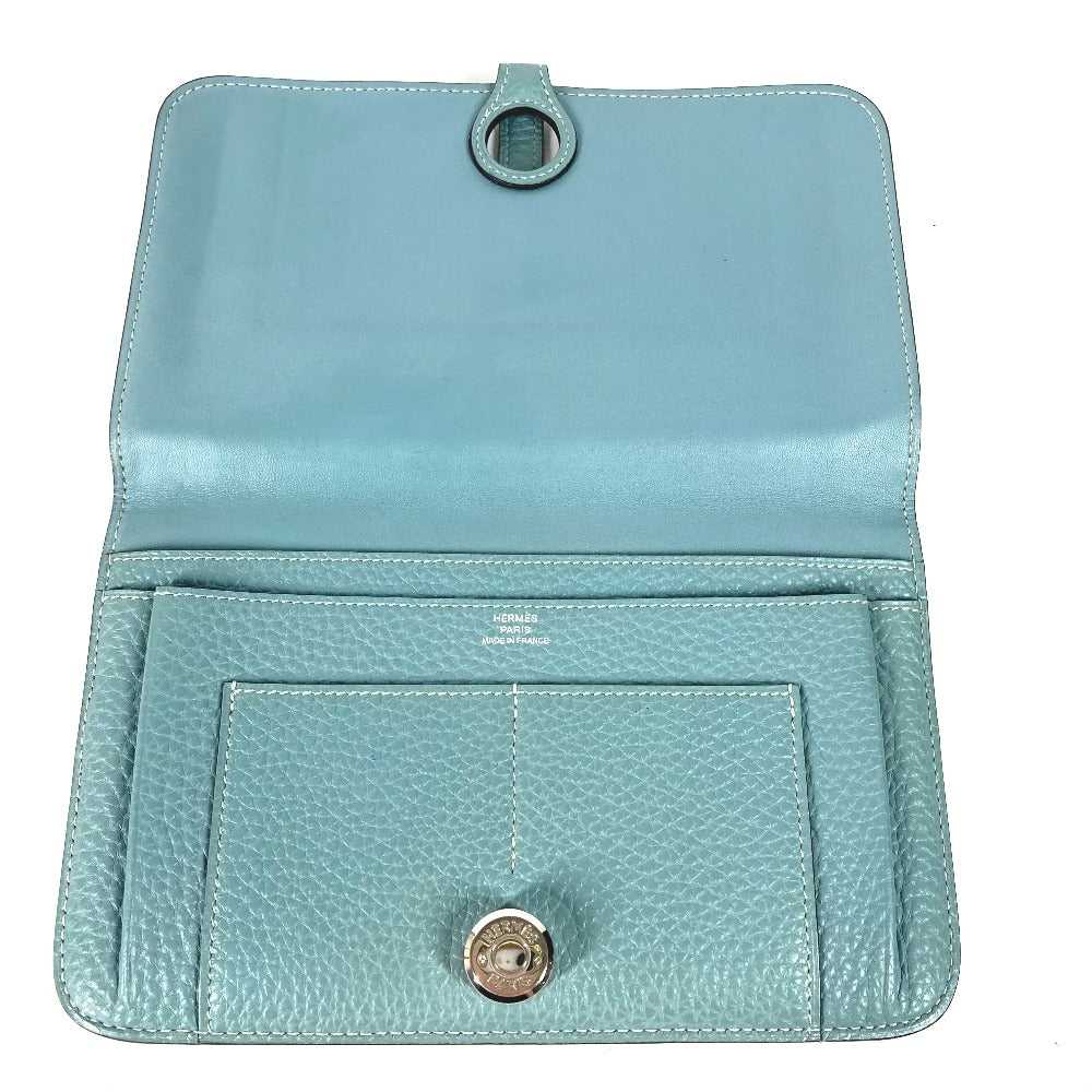 HERMES Long Wallet Purse Togo blue Long wallet Do… - image 9