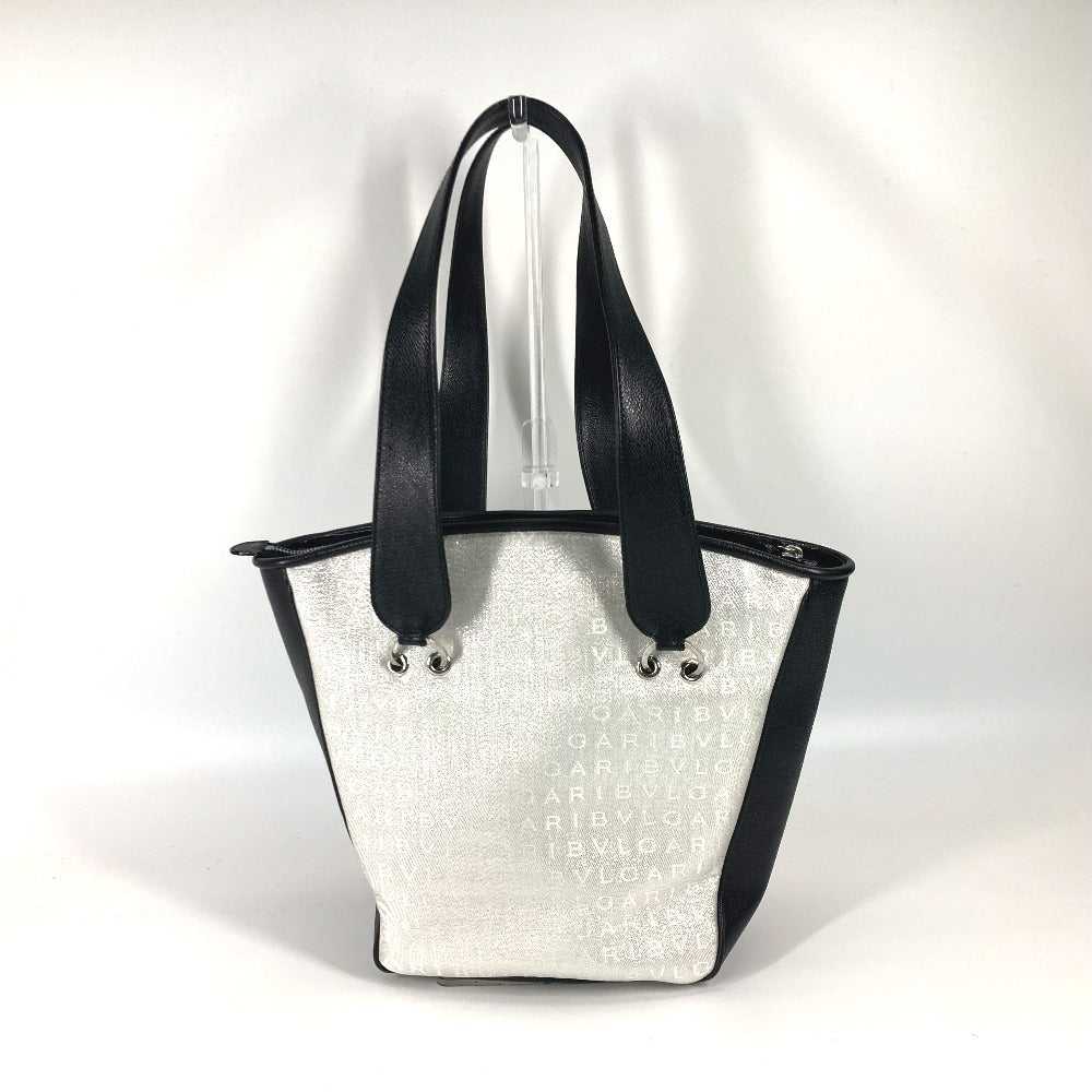 BVLGARI Handbag Canvas / leather white Logo mania… - image 2