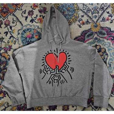 Keith Haring Keith Haring Hoodie Mens XS Gray Love