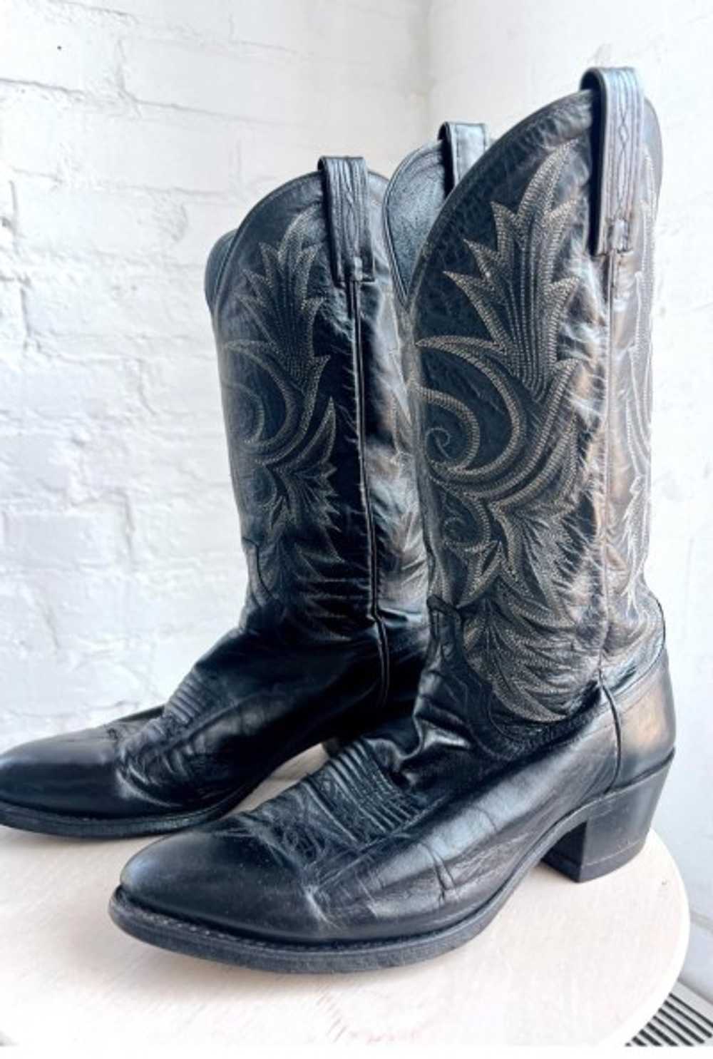 black leather cowboy boots - image 2