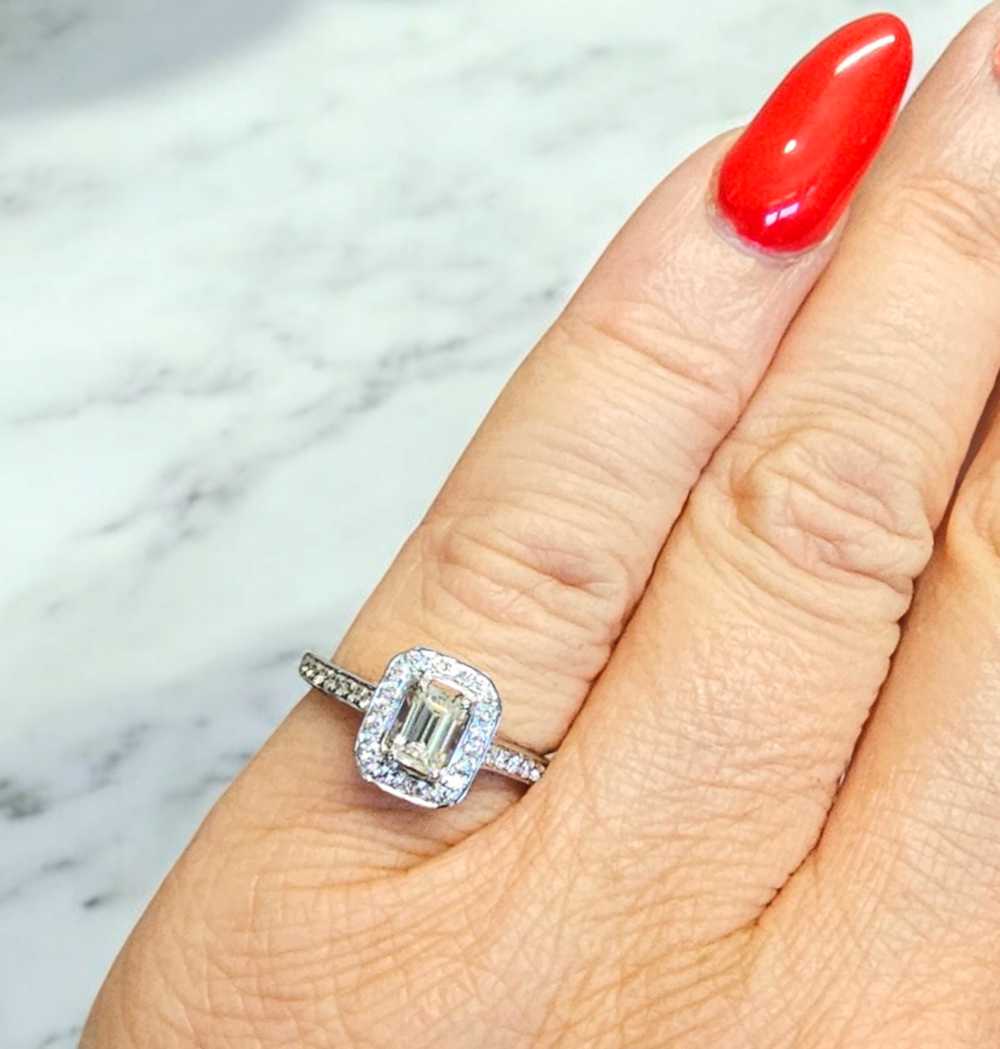 Product Details Bespoke Emerald Cut Diamond Halo … - image 10