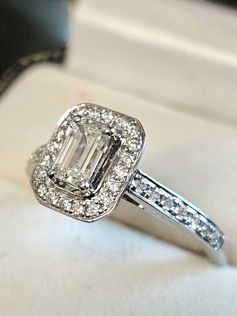 Product Details Bespoke Emerald Cut Diamond Halo … - image 2