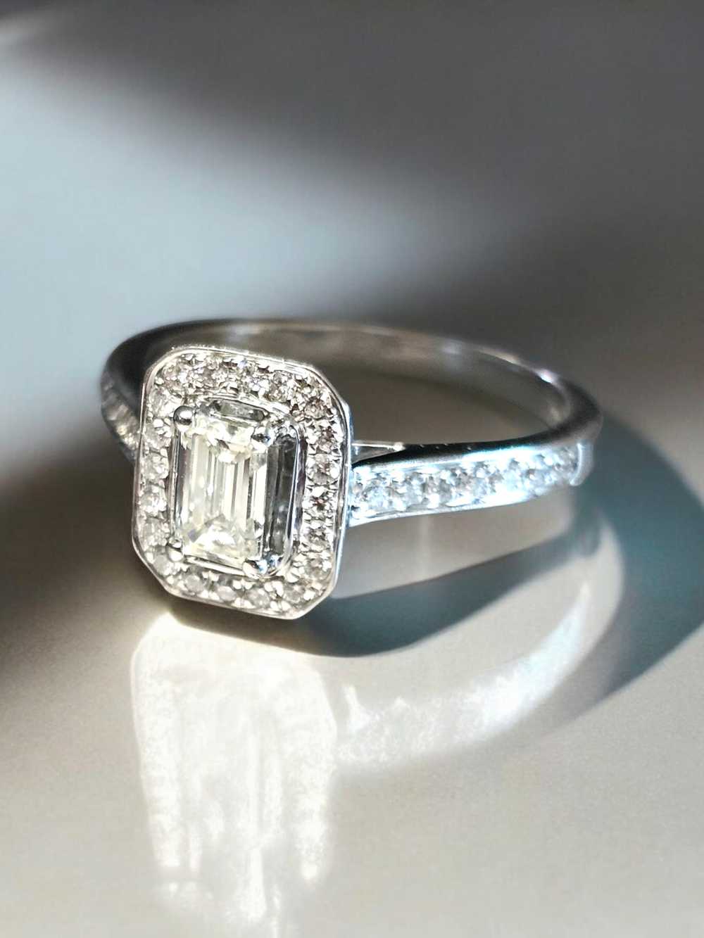 Product Details Bespoke Emerald Cut Diamond Halo … - image 4