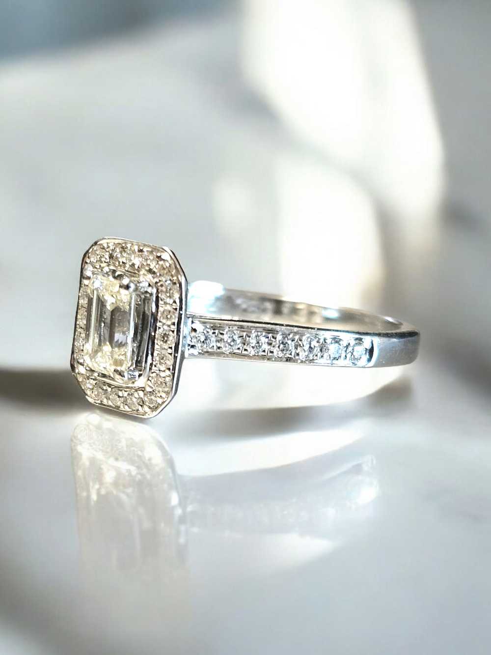 Product Details Bespoke Emerald Cut Diamond Halo … - image 7