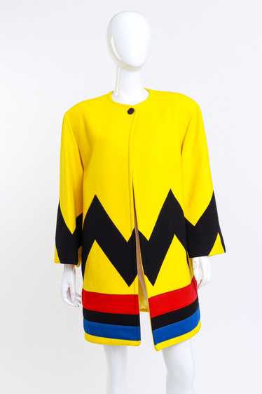 PERRY ELLIS 1991 Color Block Wool Coat