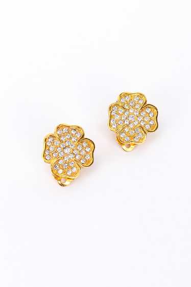 CHANEL Rhinestone Clover Earrings