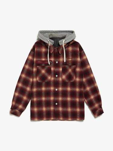 Number (N)ine Red Checkered Polyester Hood Oversh… - image 1