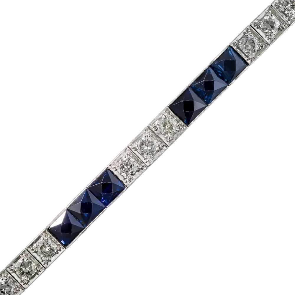 Art Deco No-Heat Sapphire And Diamond Line Bracel… - image 4