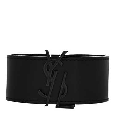 SAINT LAURENT Calfskin Monogram Bracelet Black