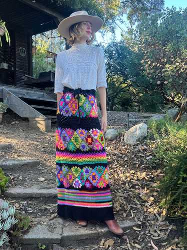 The Ziggy Skirt - Vintage hand knit crochet maxi s