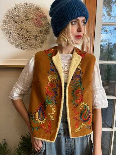 The Juniper Vest - Vintage 1970s faux suede shearl