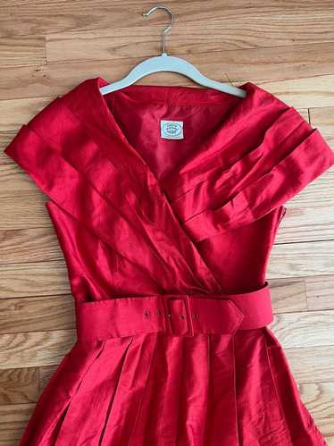 Laura Ashley Vintage Red Off Shoulder Party Dress…