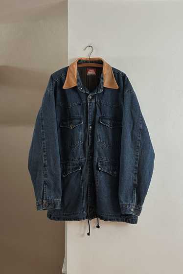 1990's DENIM + LEATHER BARN JACKET