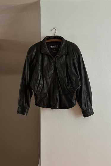 1990's BLACK LEATHER WILSONS BIKER JACKET