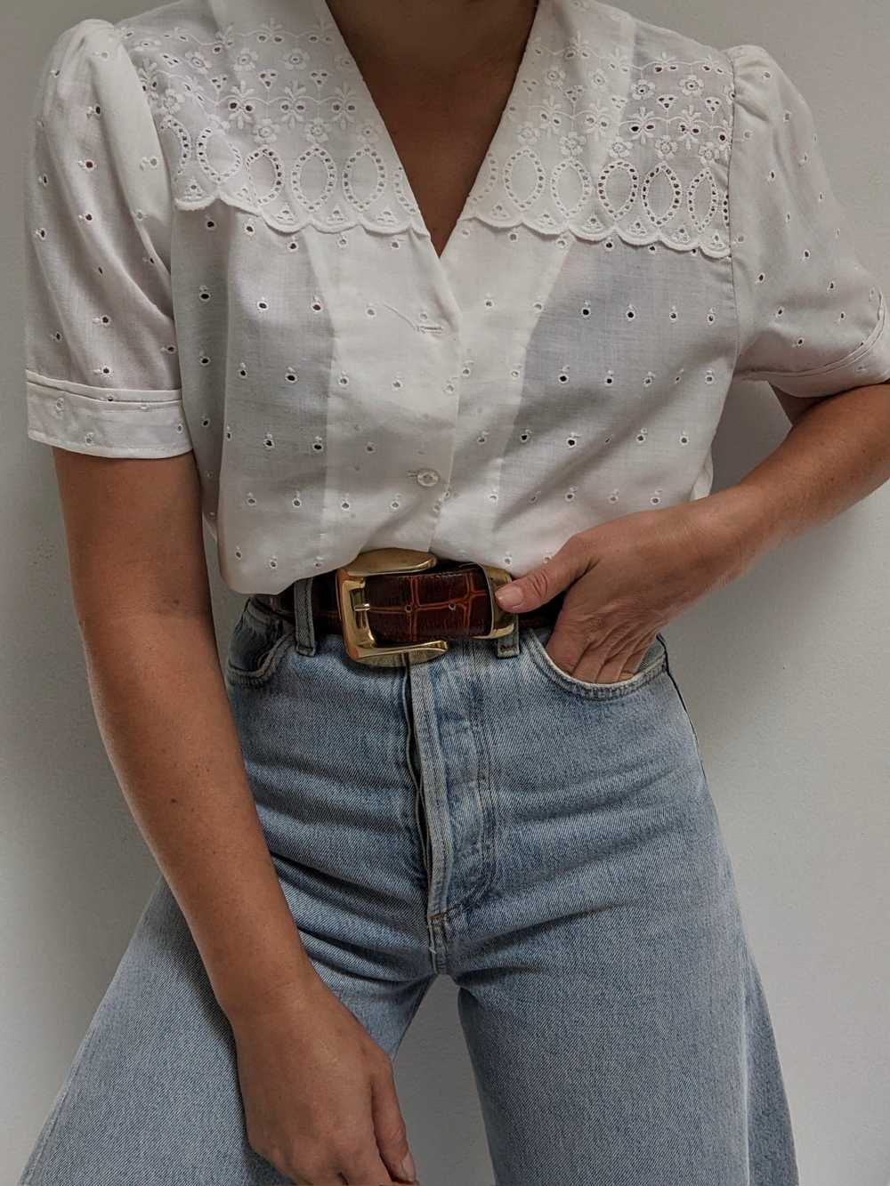 Sweet Vintage Eyelet Blouse - image 1