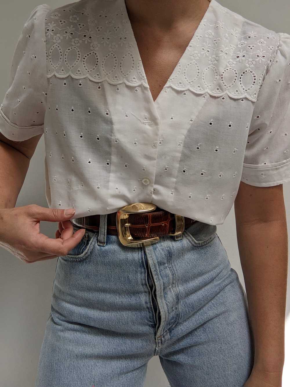 Sweet Vintage Eyelet Blouse - image 3