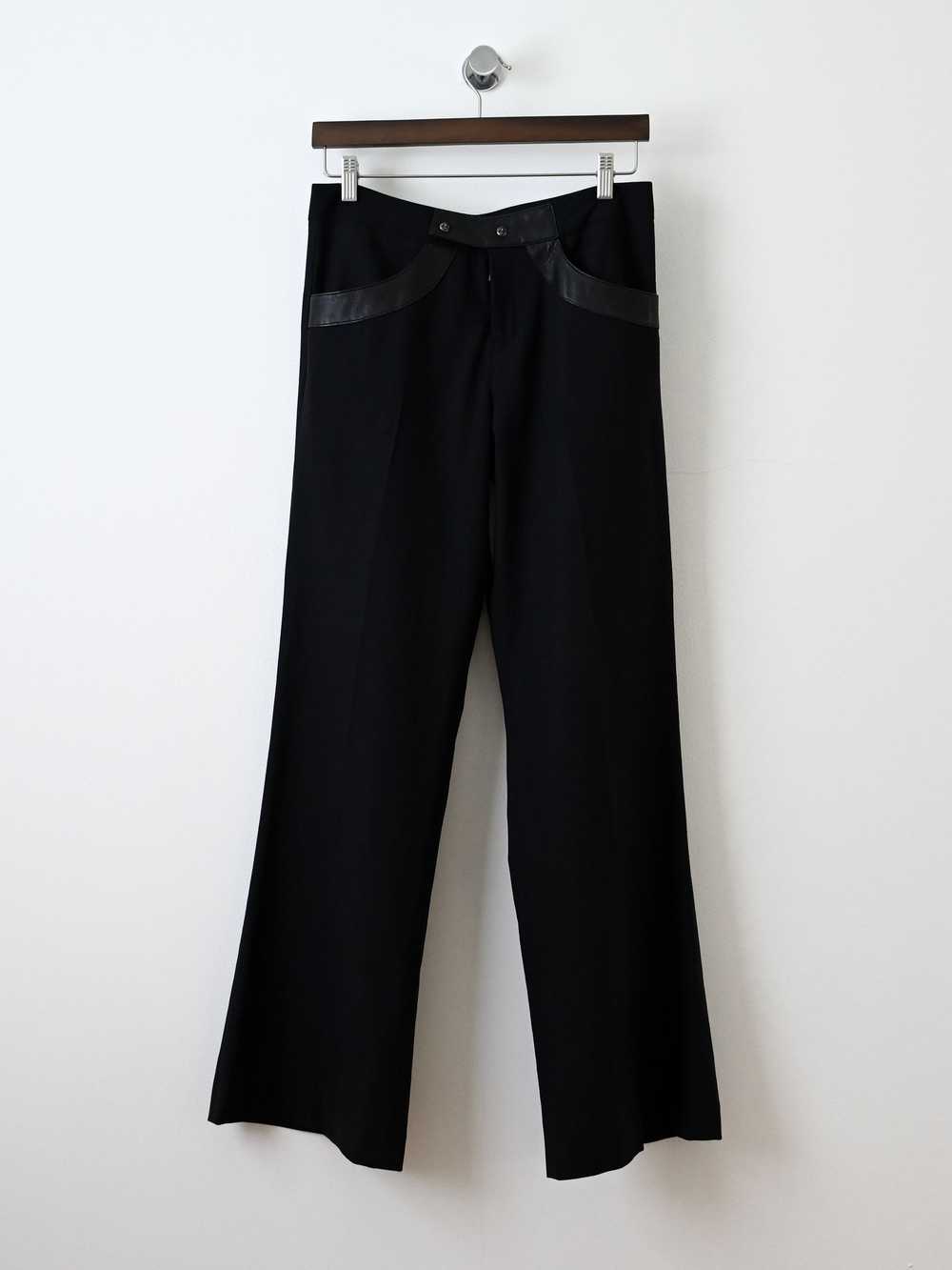 Chrome Hearts Leather Trim Wide Leg Wool Pants - image 1