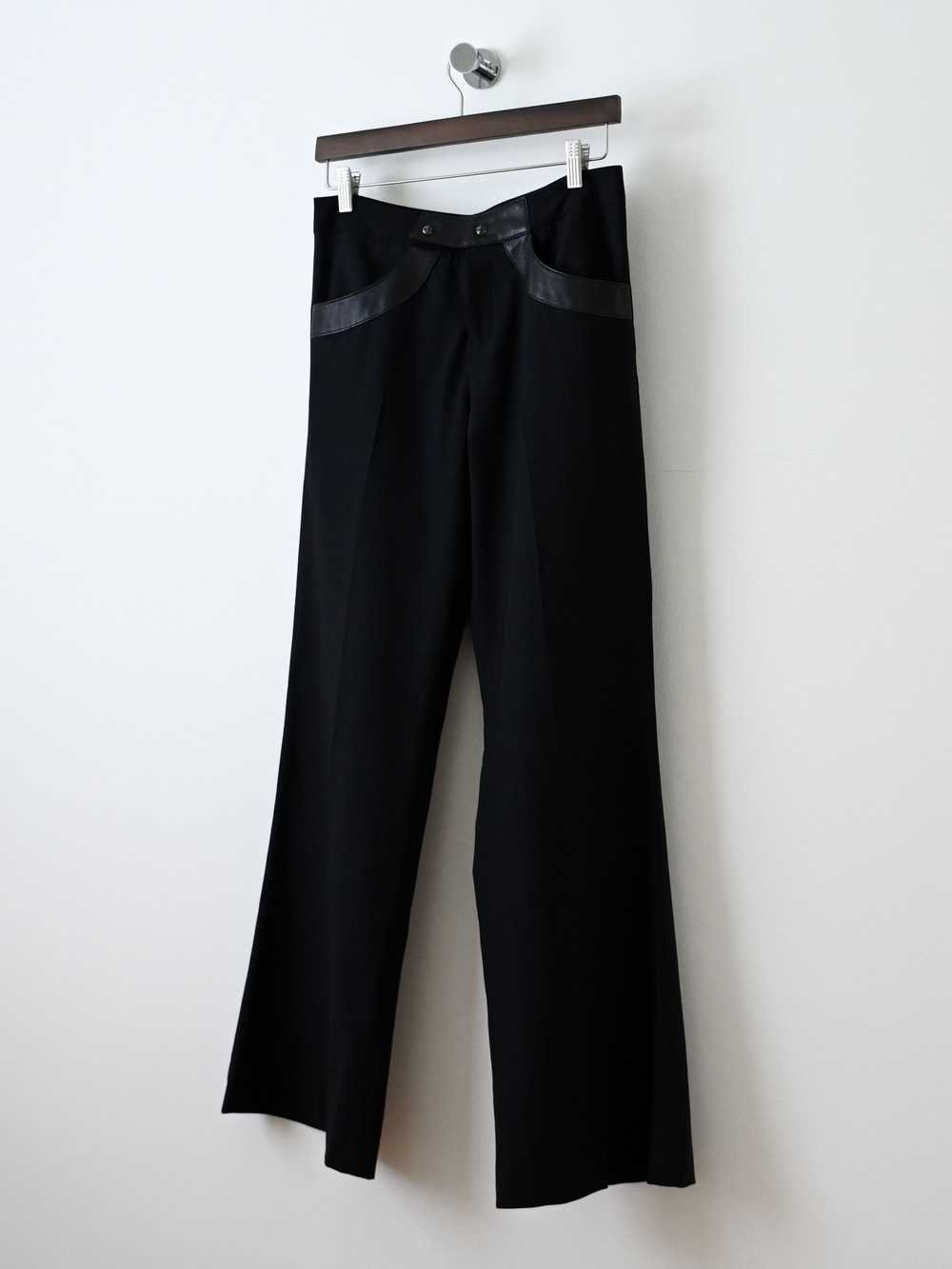 Chrome Hearts Leather Trim Wide Leg Wool Pants - image 2