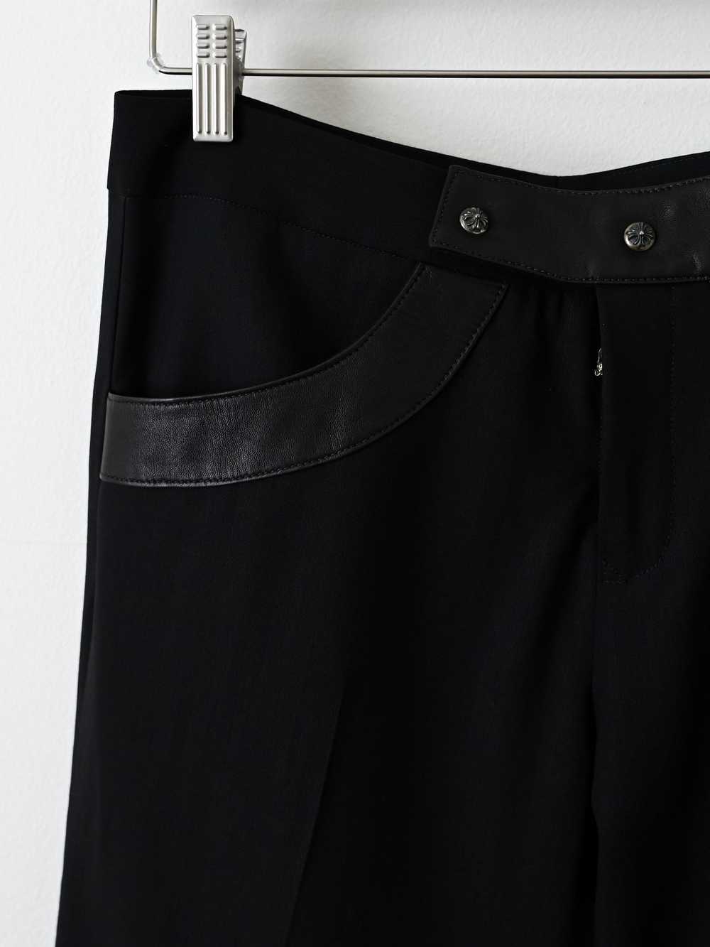 Chrome Hearts Leather Trim Wide Leg Wool Pants - image 7