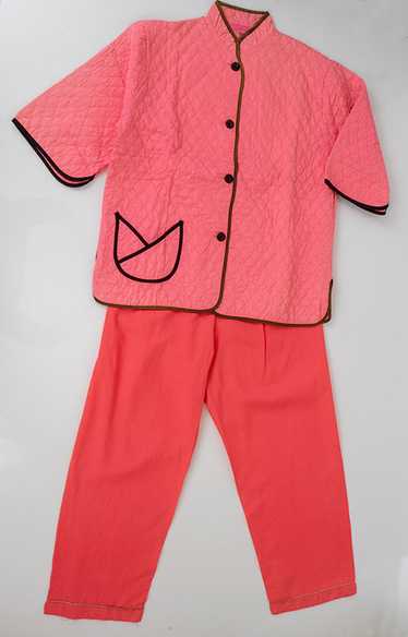 Vintage Pink and Black Satin Pajamas