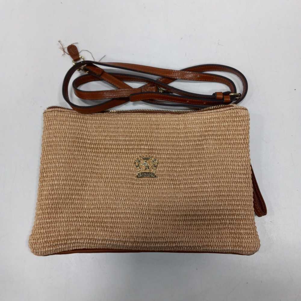 Pratesi Firenze Brown Leather & Woven Crossbody B… - image 1