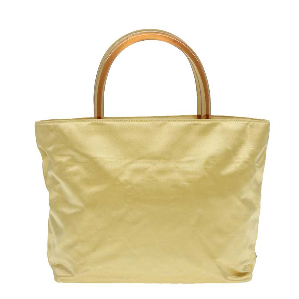 Prada PRADA Hand Bag Satin Yellow Silver Auth 856… - image 3